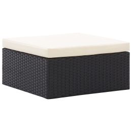 vidaXL Patio Lounge Bed with Roof Black Poly Rattan
