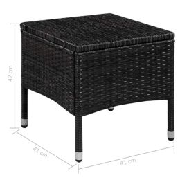 vidaXL Patio Chair and Stool with Cushions Poly Rattan Black