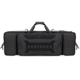 VOTAGOO Double Rifle Case Gun Bag, Safely Long-Barrel Firearm Transportation Cases  Locks, All-Weather Soft Tactical Range Bag Ackpack For Shotgun Spa (Option: Black-36inches)