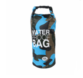 Camouflage waterproof bucket bag beach bag waterproof bucket bag outdoor drifting waterproof bag waterproof bag (Option: Light Blue-20L)