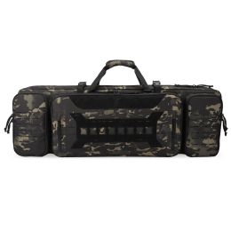 VOTAGOO Double Rifle Case Gun Bag, Safely Long-Barrel Firearm Transportation Cases  Locks, All-Weather Soft Tactical Range Bag Ackpack For Shotgun Spa (Option: Dark Camo-42inches)