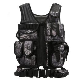 Tactical Vest Military Combat Army Armor Vests Molle Airsoft Plate Carrier Swat Vest Outdoor Hunting Fishing CS Training Vest (Option: Black python pattern)
